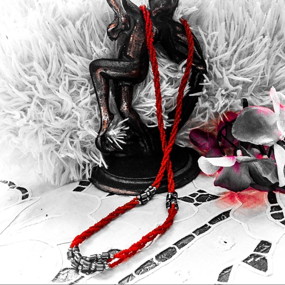 Jewelry - 2/$25- 22” Red Necklace with Hematite Accents